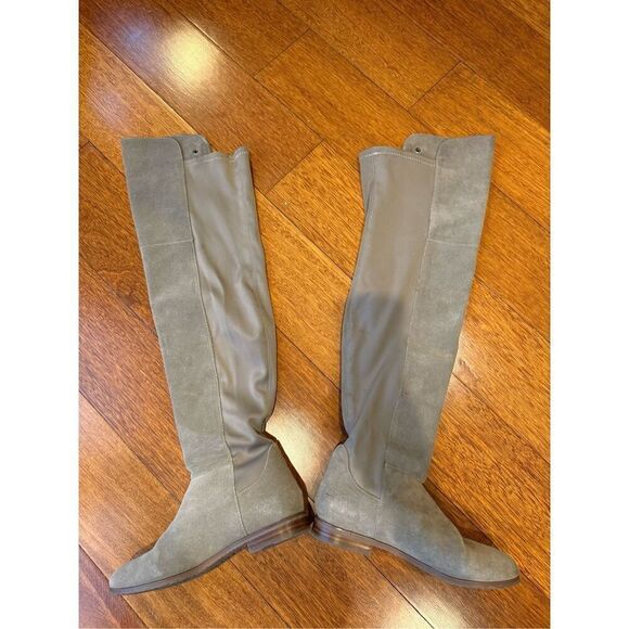 CHINESE LAUNDRY Robin Suede/Nylon Two-Tone Grey Over The Knee Boots Sz 6 - Picture 4 of 9